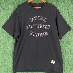 Supreme Quiet Storm Black Embroidered Logo T-shirt Mens Size Large